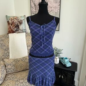 Forever 21 Blue and Purple Top and Skirt Set with Lattice Detail NWOT
